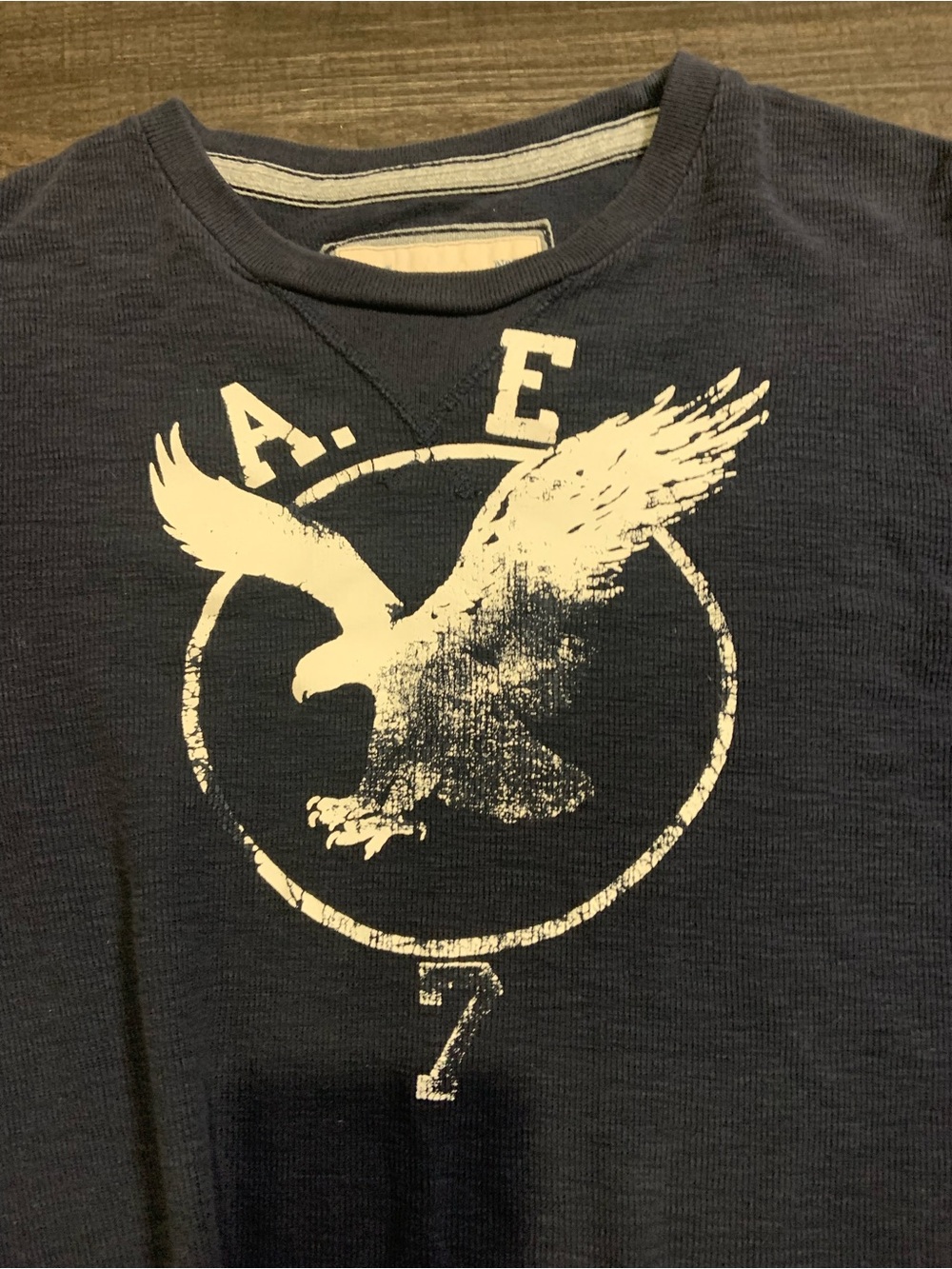 American Eagle Outfitters Navy Blue Long Sleeve Graphic Tee - Picture 2 of 4